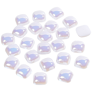 BENECREAT ABS Plastic Beads, Half Drilled, Square, White, 10x10x4.7mm, Hole: 1.4mm, 24pcs/box