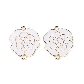Spray Painted Alloy Connector Charms, Flower, White, 34x29.5x2mm, Hole: 3mm