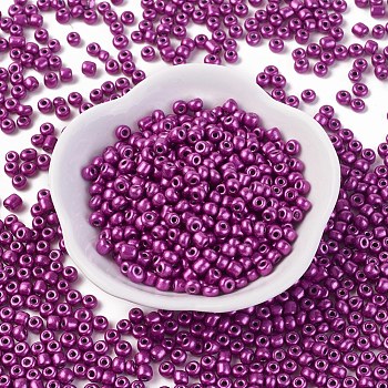 Baking Paint Glass Seed Beads, Dark Orchid, 6/0, 4~5x3~4mm, Hole: 1~2mm, about 500pcs/50g, 50g/bag, 18bags/2pounds