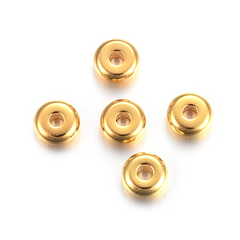 304 Stainless Steel Spacer Beads, Flat Round, Golden, 6x2.5mm, Hole: 1.8mm
