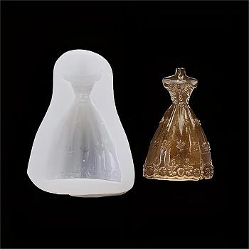 Silicone Bust Statue Molds, Resin Casting Molds, For Half-body Sculpture UV Resin, Epoxy Resin Jewelry Making, Princess Dress, White, 68x48x20mm, Inner Diameter: 57x33mm