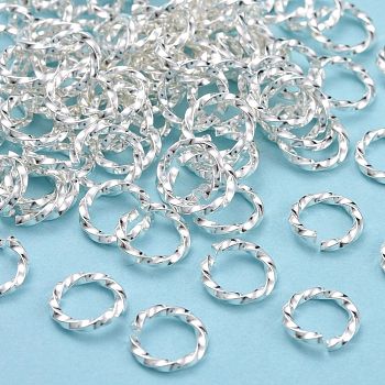 304 Stainless Steel Jump Rings, Open Jump Rings, Twisted, Silver, 8x1.2mm, Inner Diameter: 5.5~6mm
