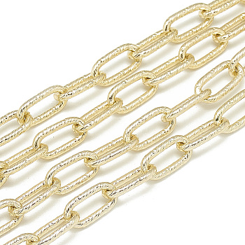 Aluminum Cable Chains, Textured, Unwelded, Oval, Light Gold, 16x8x2mm