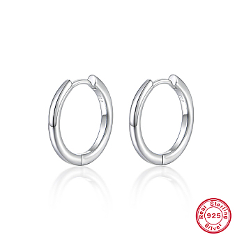 Rhodium Plated Platinum 925 Sterling Silver Hoop Earrings, Ring, 19x15mm