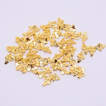 Alloy Cabochons, Nail Art Decoration Accessories, Bee, Cadmium Free & Lead Free, Golden, 6x9x2mm, 100pcs/bag