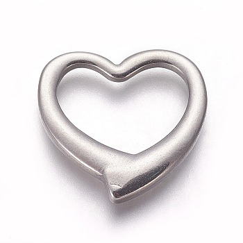 304 Stainless Steel Linking Rings, Heart, Stainless Steel Color, 24x24x3.5mm
