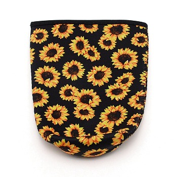 Neoprene Red Wine Cup Sleeve, Column, Sunflower Pattern, 160x137x8mm