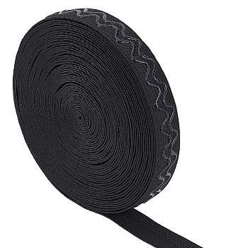 Silicone Non Slip Knitted Elastic Belt, Silicone Gripper Elastic Band for Clothing Sewing, Black, 18.5mm, about 10.00 Yards(9.14m)/Roll