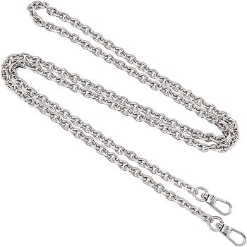 Bag Strap Chains, with Iron Cable Chains and Alloy Swivel Clasps, for Bag Straps Replacement Accessories, Platinum, 120x0.75cm