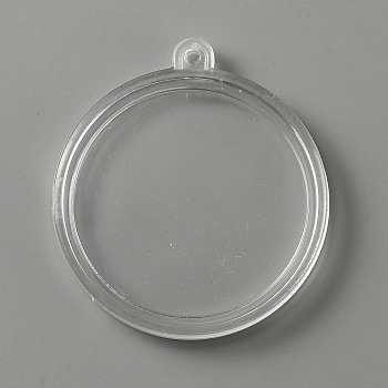 Transparent Acrylic Big Pendants, for Coin Collection, Flat Round, Clear, 52.5x47x6.5mm, Hole: 2mm