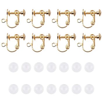 Brass Clip-on Earring Findings and Plastic Ear Clip Pad, Anti-pain, Mixed Color, 15x13x5mm, 30pcs/box, 7x7x2mm, Hole: 2mm,
 30pcs/box