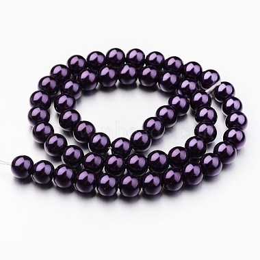 Eco-Friendly Dyed Glass Pearl Round Bead Strands(X-HY-A008-8mm-RB099)-3