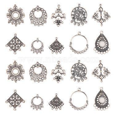 Antique Silver Flat Round Alloy Chandelier Components Links