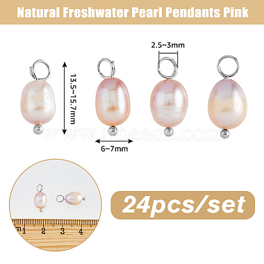24Pcs Natural Freshwater Pearl Pendants(PALLOY-AB00066)-2