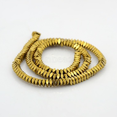 Faceted Square Golden Plated Non-magnetic Synthetic Hematite Beads Strands(G-P061-39B)-2