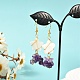 Star with Cluster Chip Beads Long Dangle Earrings(EJEW-JE04686)-4