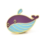 Cute Whale Enamel Pin, Ocean  Fish Alloy Enamel Brooch for Children Student Women Gift, Golden, Purple, 18x25.5x9.7mm