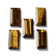 Natural Tiger Eye Pendants, Faceted Rectangle Charms, 25x13x4~4.5mm, Hole: 1mm(G-G063-01J)