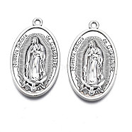 Tibetan Style Alloy Pendants, Cadmium Free & Lead Free, Oval with Jesus, Antique Silver, 44x25.5x4mm, Hole: 2mm, about 110pcs/1000g(TIBEP-N008-178)