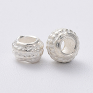 925 Sterling Silver Beads, Grooved, Rondelle, Silver, 4x3mm, Hole: 2mm(X-STER-G022-15S)