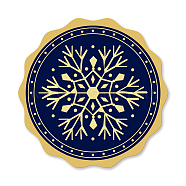 Self Adhesive Gold Foil Embossed Stickers, Medal Decoration Sticker, Flat Round, Snowflake Pattern, 5x5cm(DIY-WH0219-018)