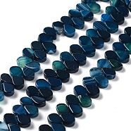 Natural Agate Beads Strands, Dyed & Heated, Top Drilled, Teardrop, Prussian Blue, 8x5x3mm, Hole: 0.8~1mm, about 52~55pcs/strand, 7.48~7.87 inch(19~20cm)(G-G021-04A-11)