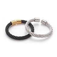 304 Stainless Steel Cuff Bangles, Torque Bangles, Mixed Color, 2-1/4 inch(5.7cm), 8.5mm(BJEW-L642-06)