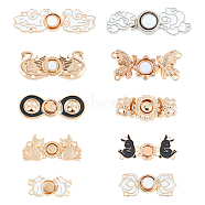 10 Sets 10 Style Alloy Enamel Adjustment Waist Tightener Buckle Buttons, with Resin and ABS Plastic Beads, for Dress Jeans Too Big Loose, Mixed Shapes, Platinum & Light Gold, 14~17x28~50x2.5~5mm, Hole: 1.2~1.8mm, 1 set/style(FIND-FH0005-37)