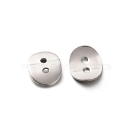 2-Hole 201 Stainless Steel Flat Oval Buttons for Bracelet Making, Stainless Steel Color, 14x10.5x1mm, Hole: 2mm(STAS-E088-03)