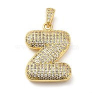 Brass Micro Pave Cubic Zirconia Pendants, Cadmium Free & Lead Free, Long-Lasting Plated, Real 18K Gold Plated, Letter Z, 23x16.5x5.5mm, Hole: 4.5x3mm(KK-E061-03G-26)