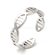 201 Stainless Steel Ring, Open Cuff Ring, DNA Molecule Double Helix Structure Ring for Men Women, Stainless Steel Color, US Size 6 1/4(16.7mm)(RJEW-E063-01P)