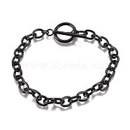 Unisex 304 Stainless Steel Cable Chain Bracelets, with Toggle Clasps, Electrophoresis Black, 7-5/8 inch(19.4cm), 5mm(BJEW-P245-39B)