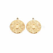 Ion Plating(IP) 304 Stainless Steel Pendant Enamel Settings, Flat Round, Real 14K Gold Plated, 18x16x2mm, Hole: 1.5mm(STAS-N097-210LG)