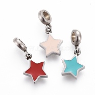 304 Stainless Steel Enamel Charms, Star, Stainless Steel Color, Mixed Color, 13.6mm, Charm: 8.3x6.5x1.8mm, Hole: 2.5mm(STAS-F259-059P)