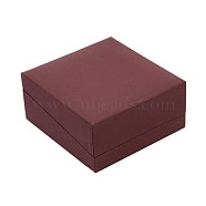 Square Leather Bracelet & Bangle Gift Boxes with Black Velvet, Indian Red, 8.5x9x4.3cm(LBOX-D009-05A)