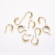 Brass Cubic Zirconia Earring Hooks, with Horizontal Loop, Real 18K Gold Plated, 17x2x2mm, Hole: 1mm, 21 Gauge, Pin: 0.7mm(KK-P076-04)