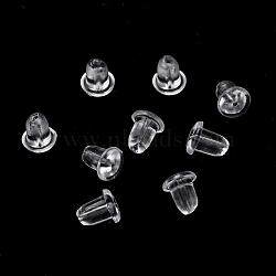 Plastic Ear Nuts, Earring Backs, Clear, 5x4.5mm, Hole: 0.6mm(KY-G006-04-C)