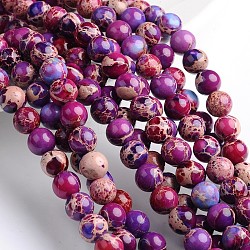 Dyed & Heated Natural Imperial Jasper Round Bead Strands, Purple, 8mm, Hole: 1mm, about 49pcs/strand, 16 inch(G-M274-03-8mm)