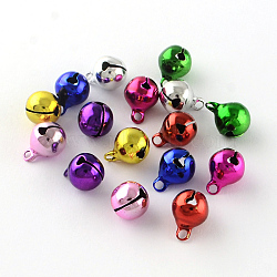Vacuum Plating Brass Bell Charms Pendants, Mixed Color, 10x7~8mm, Hole: 1.5mm(X-KKB-R002-8mm-M)