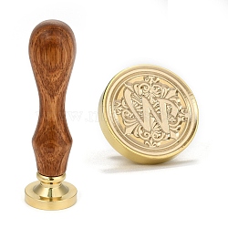 Brass Retro Initials Wax Sealing Stamp, 26 Letters A-Z Wax Seal Stamp with Wooden Handle for Post Decoration DIY Card Making, Letter.W, 90x25.5mm(AJEW-F045-D23)