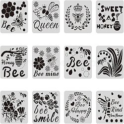 Large Plastic Reusable Drawing Painting Stencils Templates Sets, for Painting on Scrapbook Fabric Canvas Tiles Floor Furniture Wood, Bees Pattern, 30x30cm, 12pcs/set(DIY-WH0172-047)