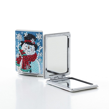 DIY Diamond Painting Stickers Kits For Plastic Mirror Making, with Glass, Resin Rhinestones, Diamond Sticky Pen, Tray Plate and Glue Clay, Rectangle with Snowman Pattern, Mixed Color, 87x61x10mm