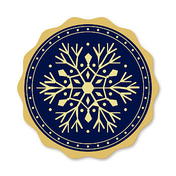 Self Adhesive Gold Foil Embossed Stickers, Medal Decoration Sticker, Flat Round, Snowflake Pattern, 5x5cm