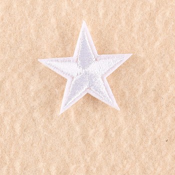 Computerized Embroidery Cloth Iron on/Sew on Patches, Costume Accessories, Appliques, Star, White, 3x3cm