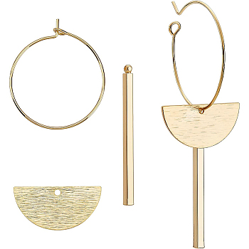 DIY Earring Making Kit, Including Brass Micro Pave Cubic Zirconia Charms, Brass Pendants & Huggie Hoop Earring Findings, with Loop and Jump Ring, Real 18K Gold Plated, Pendants: 12pcs/box
