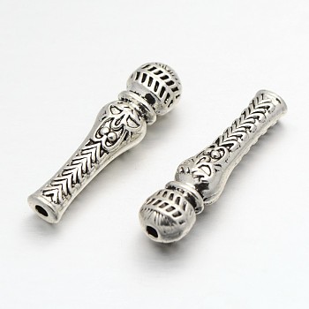 Tibetan Style Alloy Dorje Vajra Beads for Buddha Jewelry Making, Antique Silver, 34x9x7.5mm, Hole: 2mm
