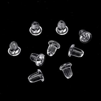 Plastic Ear Nuts, Earring Backs, Clear, 5x4.5mm, Hole: 0.6mm