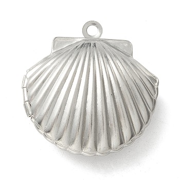 304 Stainless Steel Diffuser Locket Pendants, Photo Frame Pendants for Necklaces, Shell, Stainless Steel Color, 23.5x22x8.5mm, Hole: 1.6mm, Inner Diameter: 15x13mm