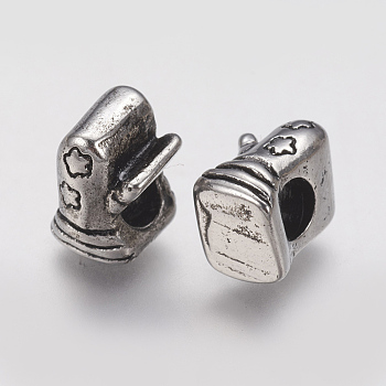 Ion Plating(IP) 304 Stainless Steel European Beads, Glove, Large Hole Beads, Antique Silver, 12x8x9.5mm, Hole: 4.5mm
