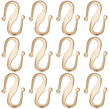 30Pcs Brass S Hook Clasps, Long-Lasting Plated, Real 24K Gold Plated, 12x7.5x1mm